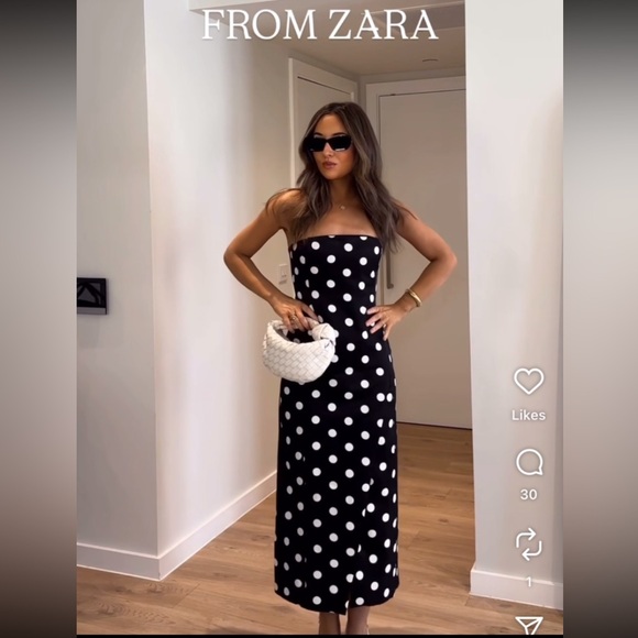 Zara Dresses & Skirts - ZARA ZW COLLECTION STRAPLESS POLKA DOT DRESS